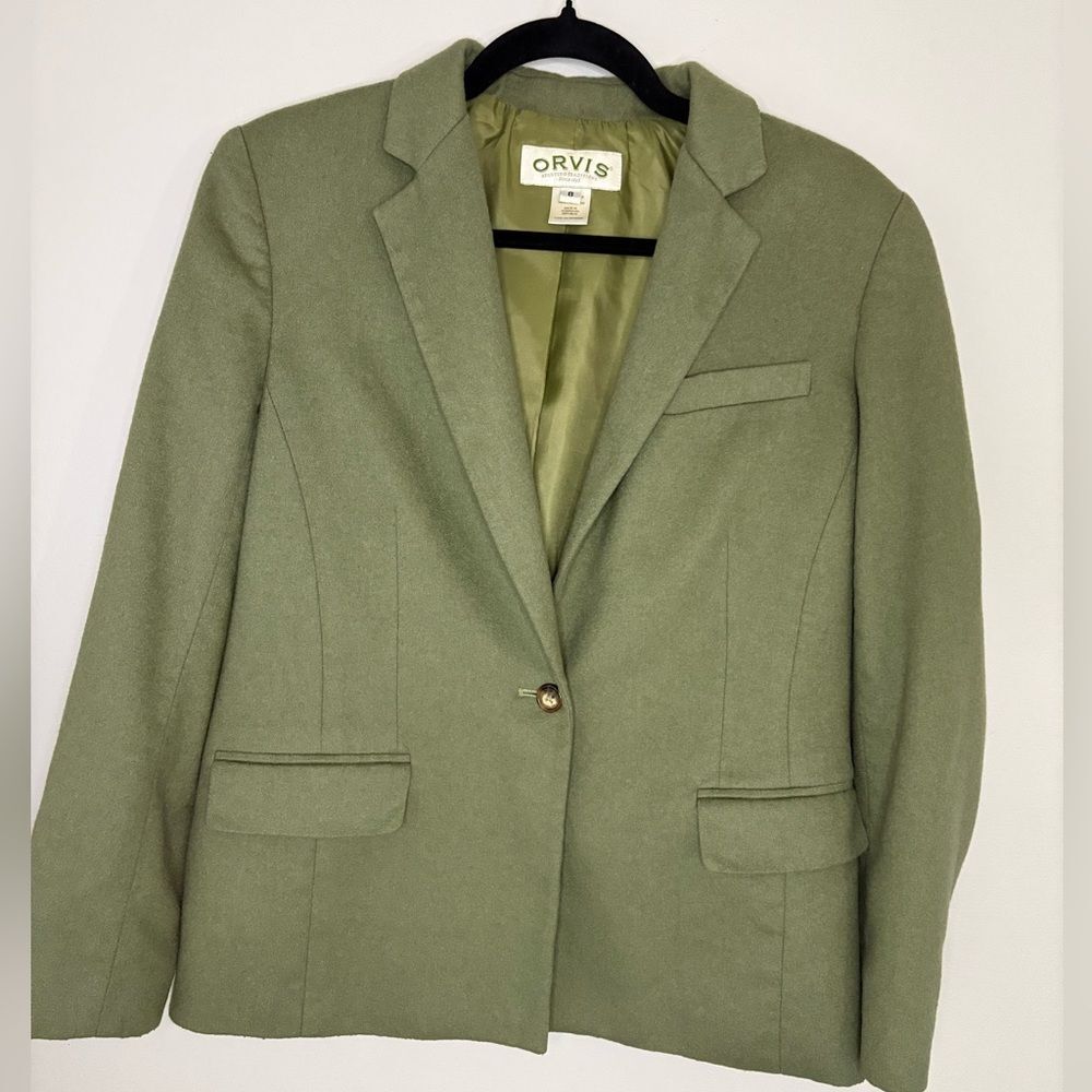 Orvis Wool Cashmere Blazer Women’s Size 8 Green Tailored Jacket